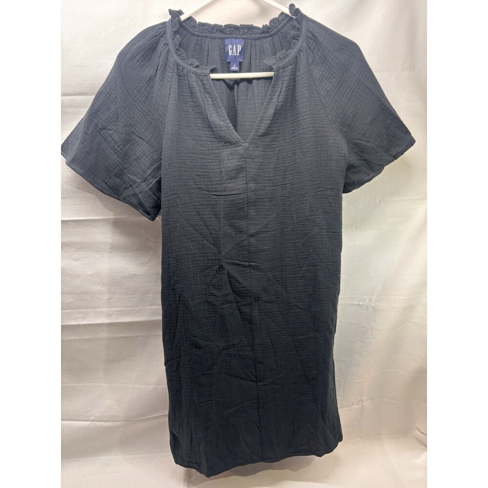 GAP Women’s Black Gauze Dress Size Small Short Sleeve Boho Lightweight NWOT